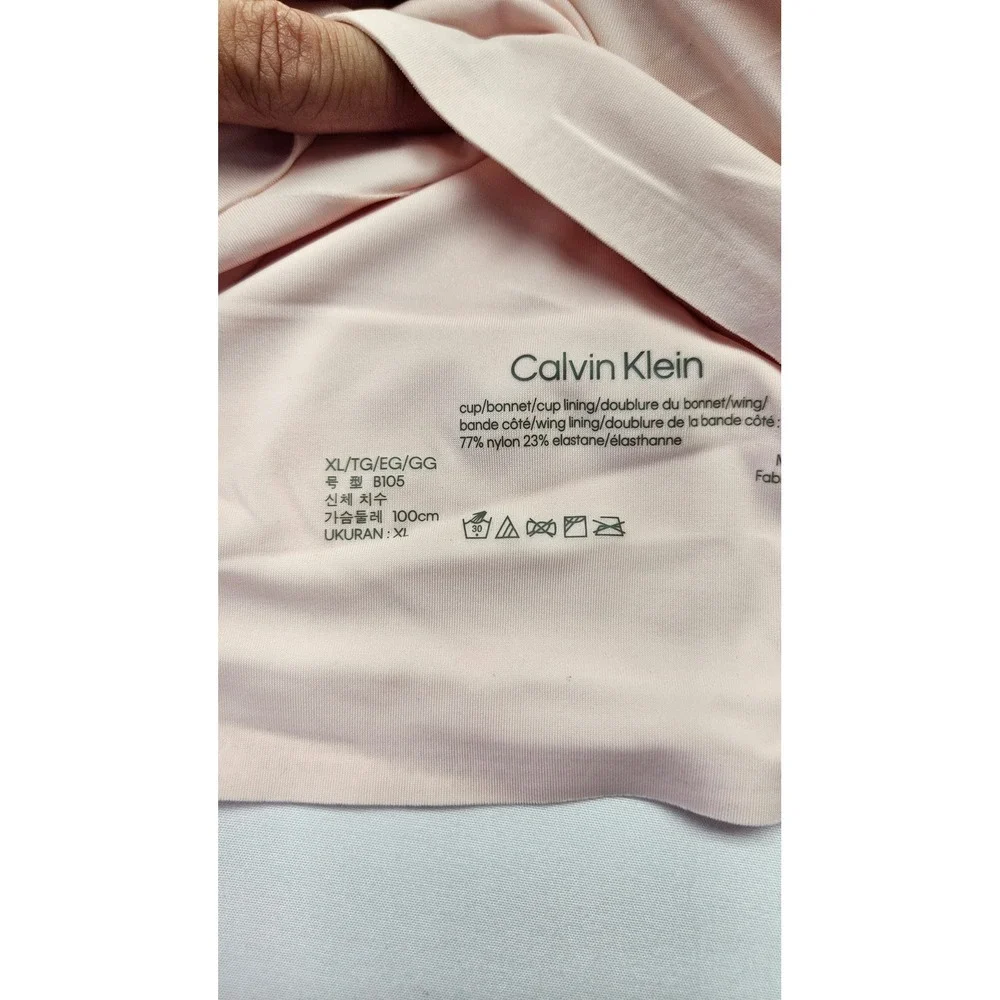 Calvin Klein Invisibles Comfort V-Neck Bralette Pink Wireless Bra XL B105 - Picture 3 of 4